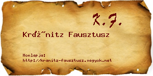Kránitz Fausztusz névjegykártya